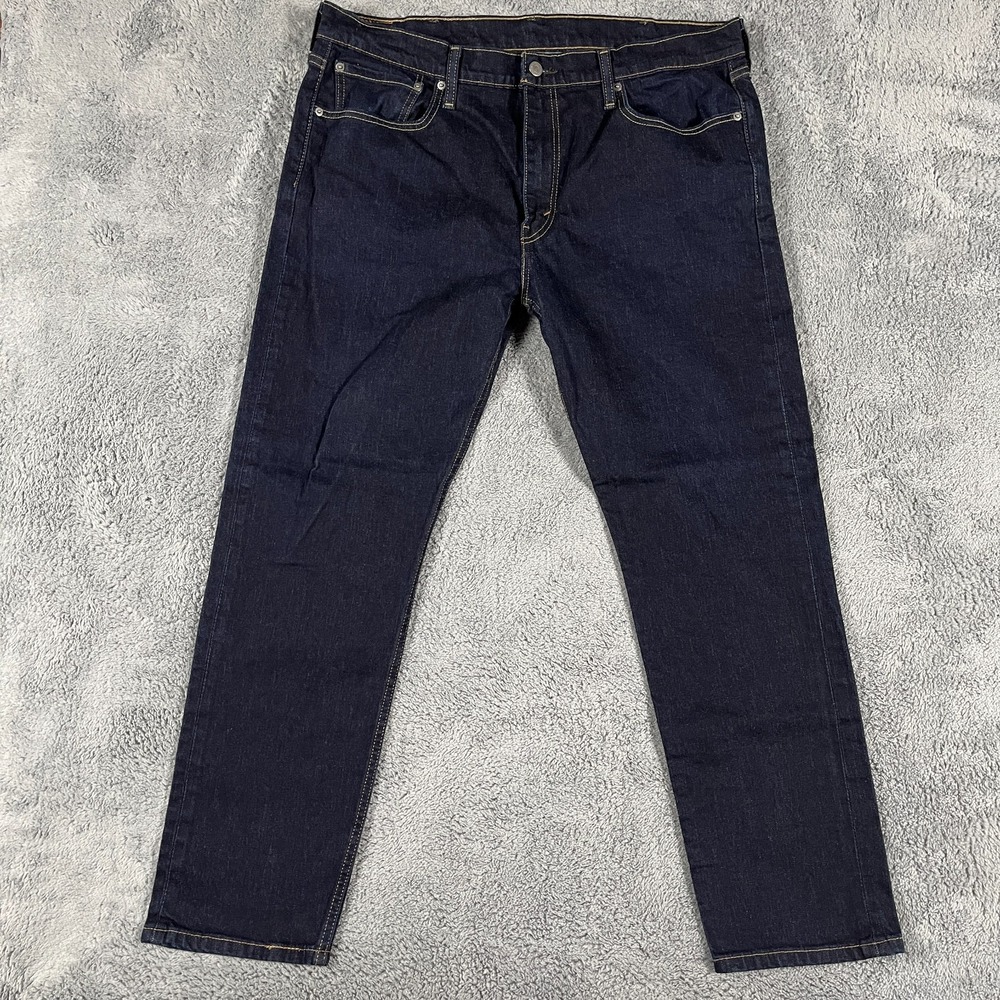 Levi's 502 Jeans Men Fits 38x30 Blue Denim Dark Wash Stretch Regular Tapered Leg